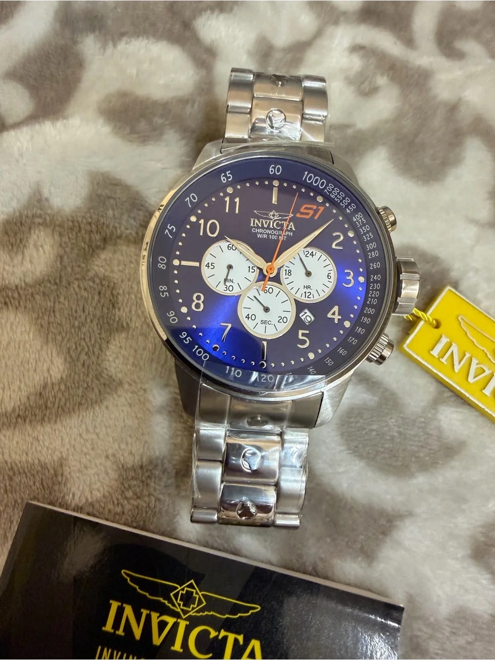 Invicta S1 Rally 23080 Chronograph Blue Dial Steel Mens Quartz Watch FULL SET